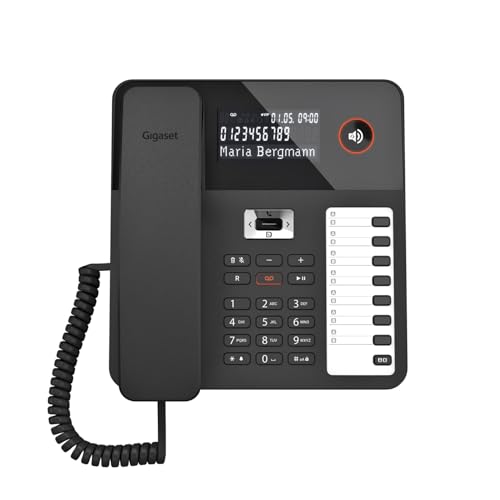 Gigaset Desk 800A - Schnurgebundenes Telefon mit Anrufbeantworter - dreizeiliges LCD-Display - 5 Wege Navigationstaste - Freisprechfunktion - MFV- oder Impulswahl, schwarz [Deutsche Version] von Gigaset