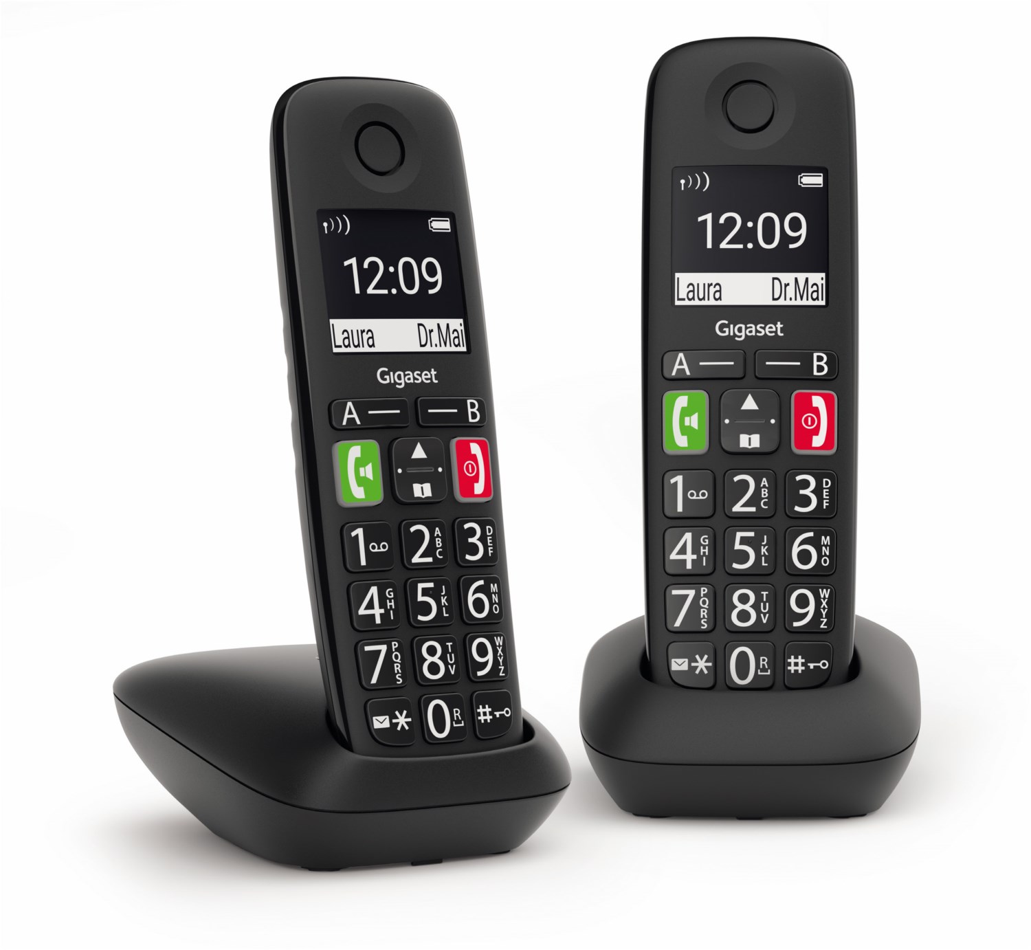 Gigaset E290 DUO zwei schnurlose Senioren-Telefone mit großen Tasten schwarz von Gigaset