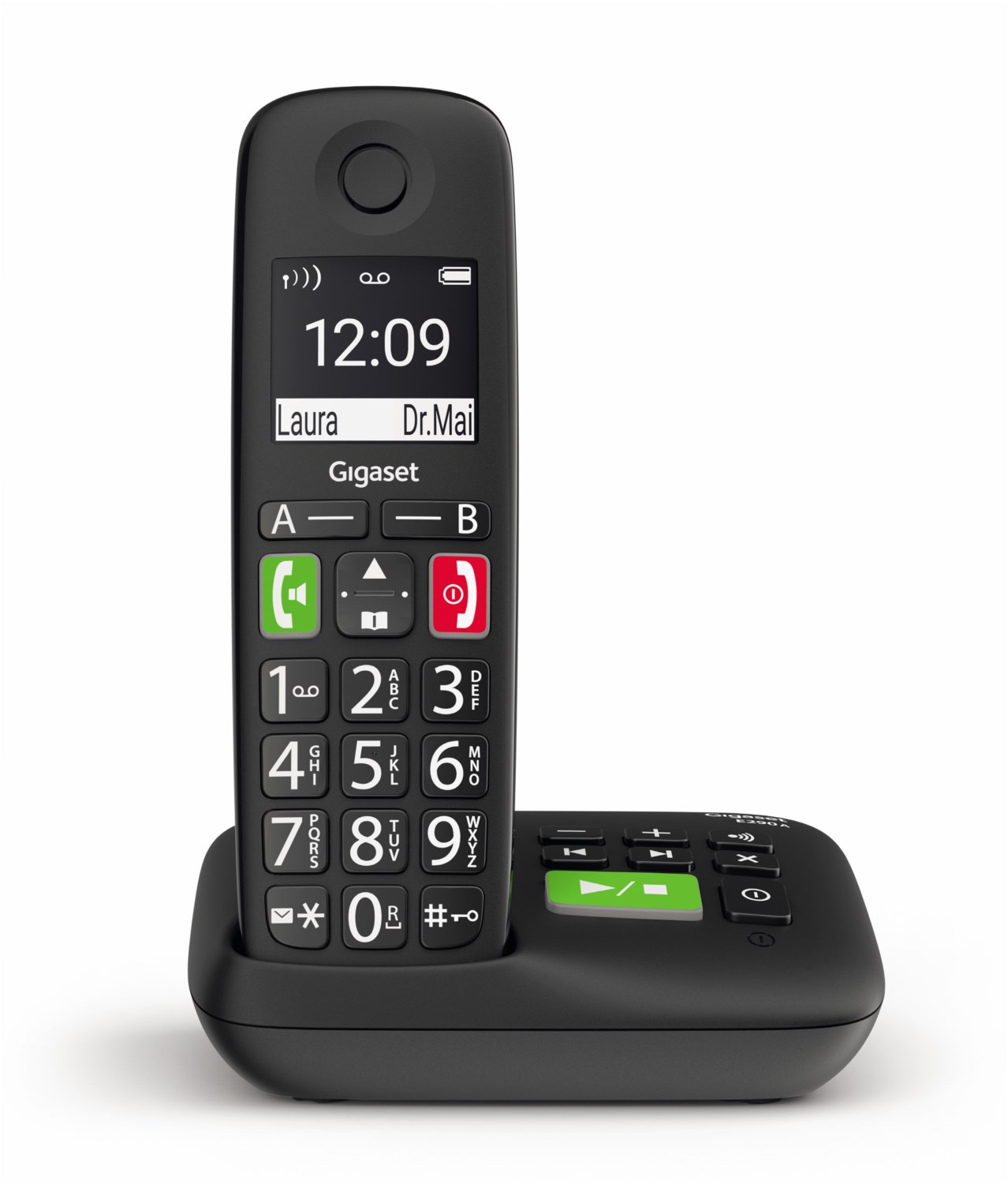 Gigaset E290A schnurloses Senioren-Telefon mit Anrufbeantworter und großen Tasten schwarz von Gigaset