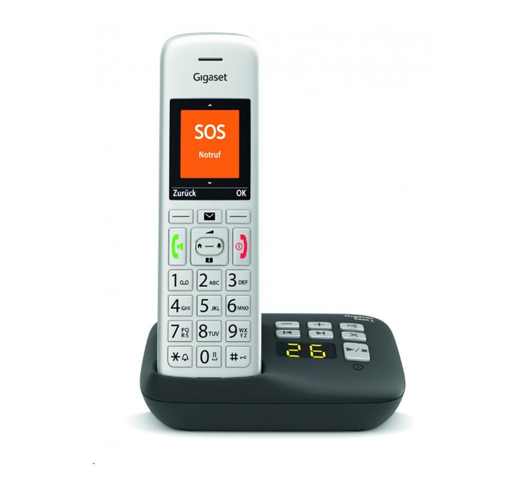 Gigaset E390A DECT-Telefon schwarz/silber Festnetztelefon von Gigaset