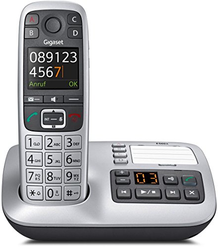 Gigaset E550A Dect-Großtasten-Schnurlostelefon mit Anrufbeatworter, Notruffunktion, schwarz/platin von Gigaset