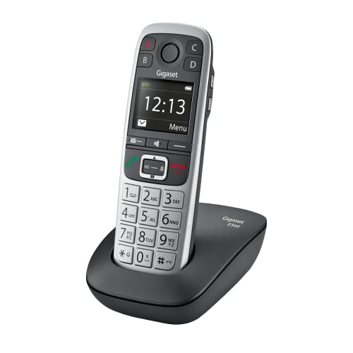 Gigaset E560 - Schnurloses Senioren DECT-Telefon - Notruftaste für 4 SOS-Nummern, seitliche Extra-Laut-Taste, Freisprechen in exzellenter Klangqualität, Tastenfeld mit extragroßen Tasten, silber von Gigaset