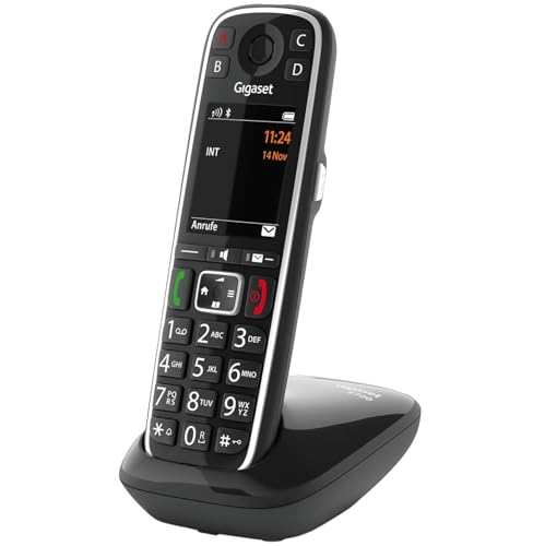 Gigaset E720 - Schnurloses Senioren DECT-Telefon - sprechende Wähltasten - Nummernansage & Namensansage - Anrufübertragung per Bluetooth - Lautstärkeanpassung, schwarz [Deutsche Version] von Gigaset
