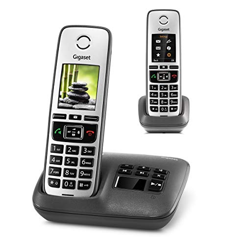 Gigaset Family mit Anrufbeantworter - 2 schnurlose Telefone mit großem, farbigem Display und hoher Reichweite – anthrazit-grau von Gigaset