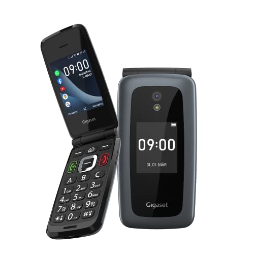 Gigaset GL7 – Internetfähiges Klapp-Handy ohne Vertrag – SOS-Funktion – einfache Bedienung mit großen Tasten & WLAN – Bluetooth- Hörgeräte-kompatibel – Whatsapp, Titanium-Grey von Gigaset