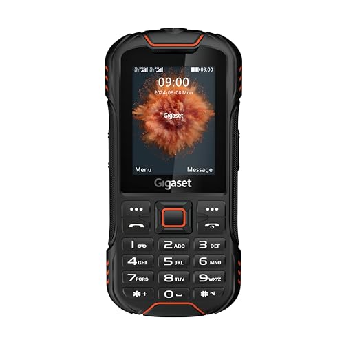 Gigaset GLX8 - Robustes 4G-Outdoor-Tastenhandy – Staub- & wasserdicht IP68 Schutzklasse - Dual SIM - ohne Vertrag - Bluetooth 5.0-2,4 Zoll LCD-Display, Schwarz/Orange von Gigaset