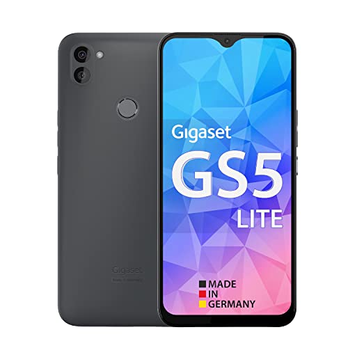 Gigaset GS5 LITE - Smartphone, Made in Germany, 48MP Dual Kamera, 4500mAh Wechsel-Akku bis zu 350 Std Standby, schnelles Laden, Octa-Core Prozessor 4GB RAM + 64GB Android 13 fähig, Dark Titanium Grey von Gigaset