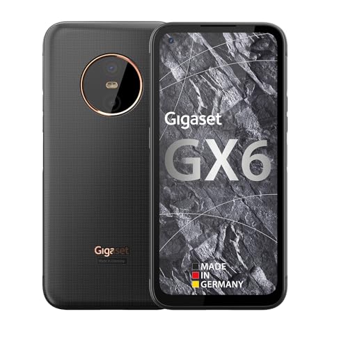 Gigaset GX6 - Outdoor Smartphone 5G - Militärstandard - staub- & wasserdicht IP68 - 6,6" FHD+ Display mit Gorilla Glass - 128GB+6GB RAM - 50MP Kamera - Schnellladen - Android 14 fähig,Titanium Black von Gigaset