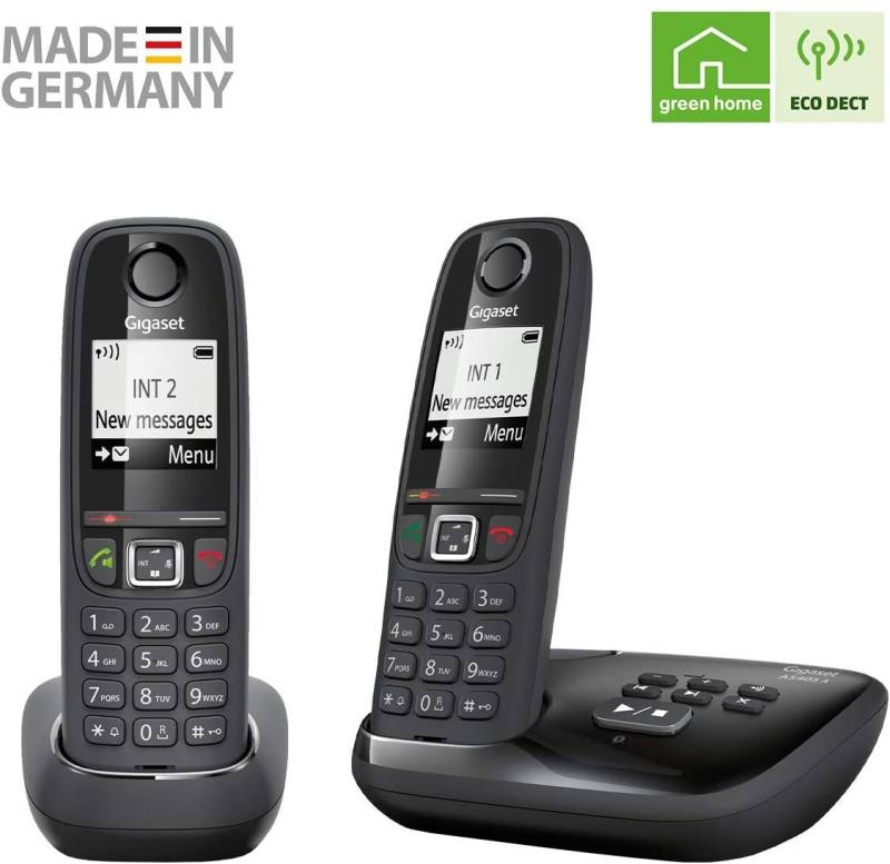Gigaset Gigaset AS405A Duo schnurloses Telefon Schnurloses DECT-Telefon (Mobilteile: 2, Anrufbeantworter & Freisprechen & Anrufsperre) von Gigaset