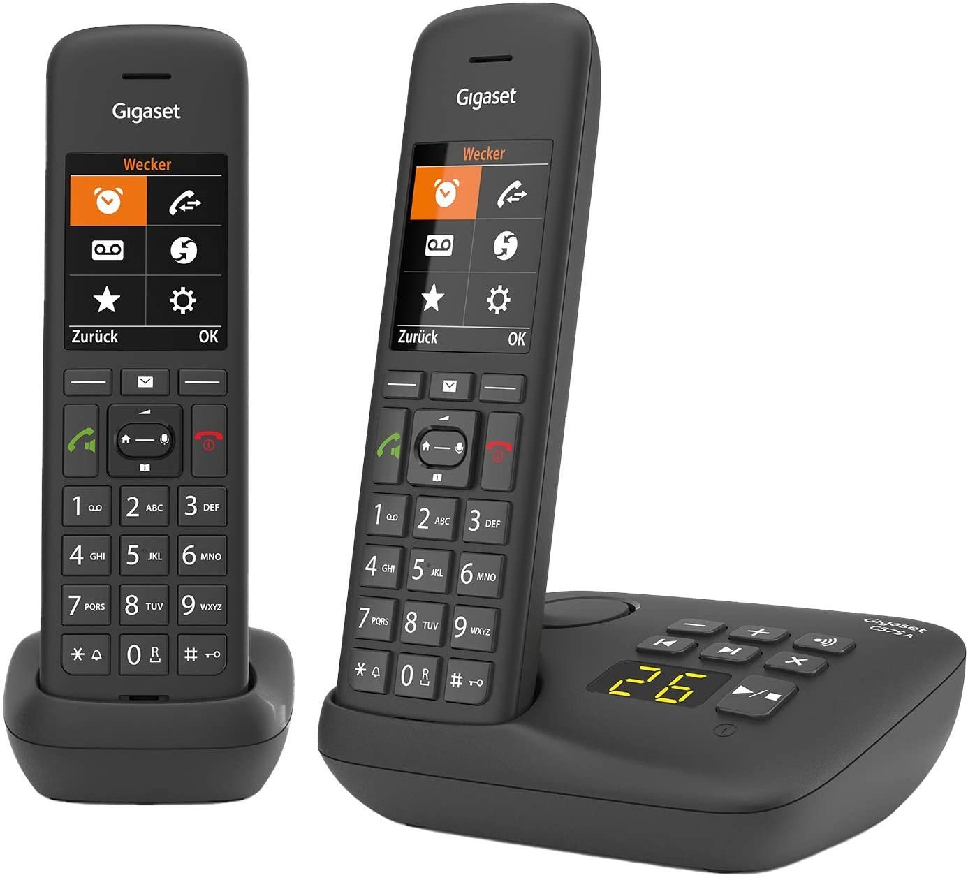 Gigaset Gigaset C575A Duo Telefon mit Anrufbeantworter, Anrufschutz Schnurloses DECT-Telefon (Mobilteile: 2, Anrufbeantworter & Freisprechen & Anrufschutz) von Gigaset