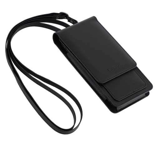 Gigaset Phone Bag - Smartphone Tasche - Schutz vor Kratzern - passend für alle Gigaset Smartphones - Umhängetasche aus veganem Leder mit Gürtelclip und Umhängeband, schwarz von Gigaset