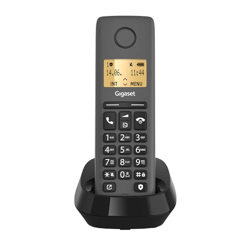 Gigaset Pure 120 - Schnurloses Telefon mit Anrufschutz und ECO DECT - beleuchtetes Display - Hörgerätekompatibel, anthrazit schwarz von Gigaset