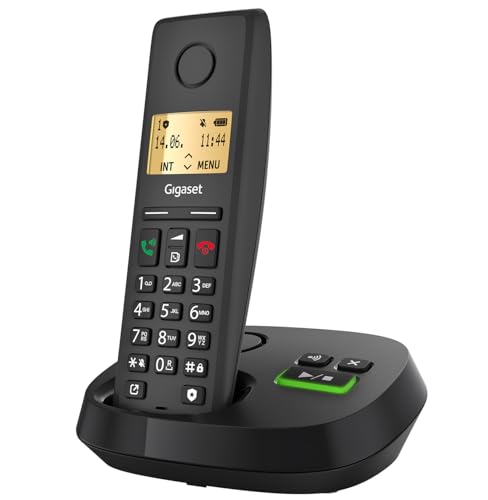 Gigaset Pure 220A - Schnurloses DECT-Telefon mit Anrufbeantworter - mit Call-Block-Taste und Freisprechfunktion - 80 Kontakten, anthrazit schwarz [Kompatibel in DE, IT, FR, NL, BE, Che, AUT] von Gigaset