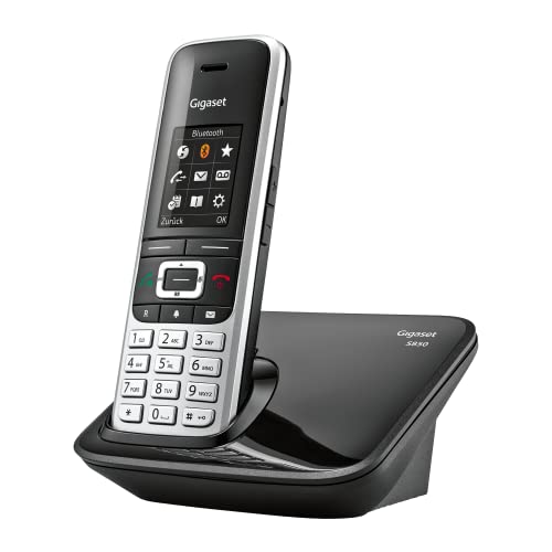 Gigaset S850 - Schnurloses Telefon ohne Anrufbeantworter - extragroßes Adressbuch - Headsetanschluss & Reichweitenwarnton - Freisprechfunktion - optisches Signal für entgangene Anrufe, platin-schwarz von Gigaset