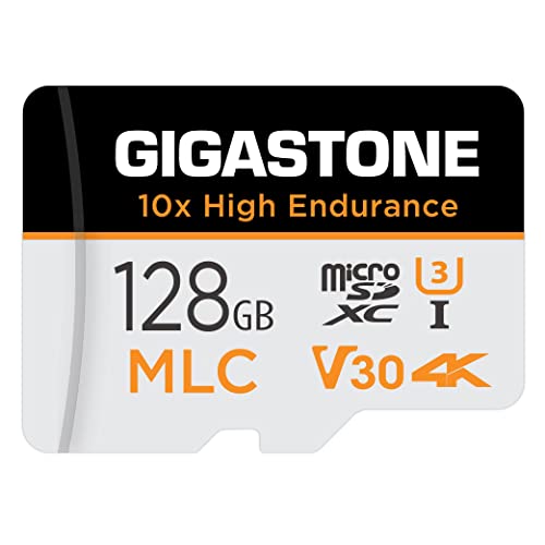 [10x High Endurance] GIGASTONE MLC 128GB Industrial MicroSDXC Karte mit Adapter,100/80 MB/s 4K Videoaufnahme für Security Cam,Dash Cam,U3 V30 C10 [5-Jahre kostenlose Datenwiederherstellung] von Gigastone