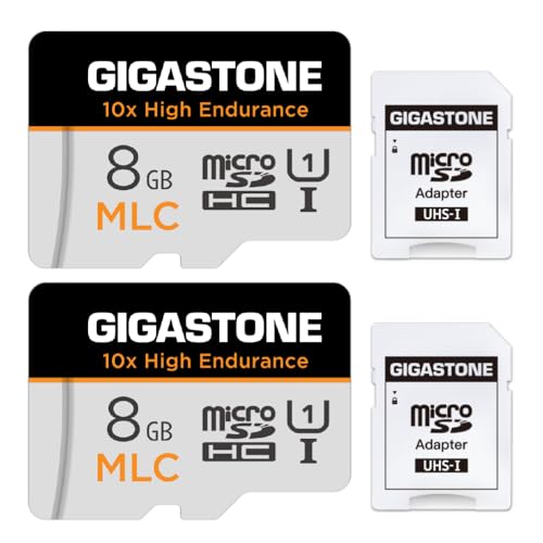 [10x High Endurance]GIGASTONE MLC 8GB 2er-Pack MicroSDXC Karte+Adapter, 85/15 MB/s, Dash Cam,U3 V30 C10 [5-Jahre kostenlose Datenwiederherstellung] von Gigastone