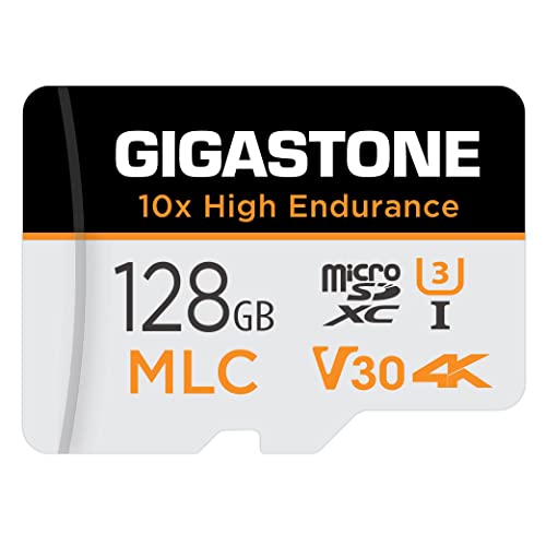 [10x High Endurance] Gigastone MLC 128GB Industrial MicroSDXC Karte mit Adapter,100/80 MB/s 4K Videoaufnahme für Security Cam,Dash Cam,U3 V30 C10 [5-Jahre kostenlose Datenwiederherstellung] von Gigastone