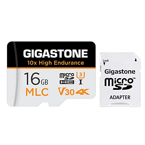 [10x High Endurance] Gigastone MLC 16GB Industrial MicroSDXC Karte mit Adapter,95/30 MB/s 4K Videoaufnahme für Security Cam,Dash Cam,U3 V30 C10 [5-Jahre kostenlose Datenwiederherstellung] von Gigastone