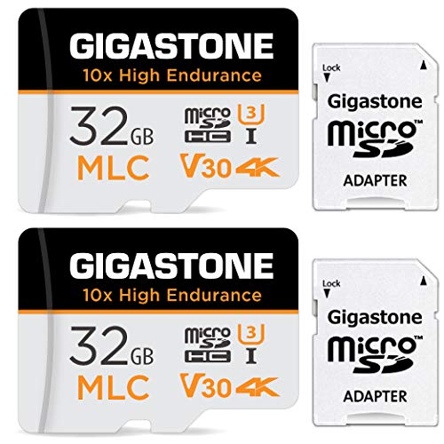 [10x High Endurance] Gigastone MLC 32GB 2er-Pack Industrial MicroSDXC Karte mit Adapter,95/60 MB/s 4K Videoaufnahme für Security Cam,Dash Cam,U3 V30 C10 [5-Jahre kostenlose Datenwiederherstellung] von Gigastone