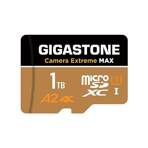 [5 Jahre kostenlose Datenwiederherstellung] GIGASTONE 1 TB Micro SD-Karte, Kamera Extreme MAX, bis zu 160/140 MB/s, MicroSDXC-Speicherkarte für DJI, Gopro, Insta360, Dashcam, 4K Video, UHS-I A2 V30 U3 von Gigastone