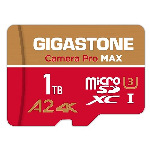 [5 Jahre kostenlose Datenwiederherstellung] GIGASTONE 1 TB Micro SD Karte, Kamera Pro MAX, bis zu 150/140 MB/s, MicroSDXC-Speicherkarte für DJI, Gopro, Insta360, Dashcam, 4K Video, UHS-I A2 V30 von Gigastone