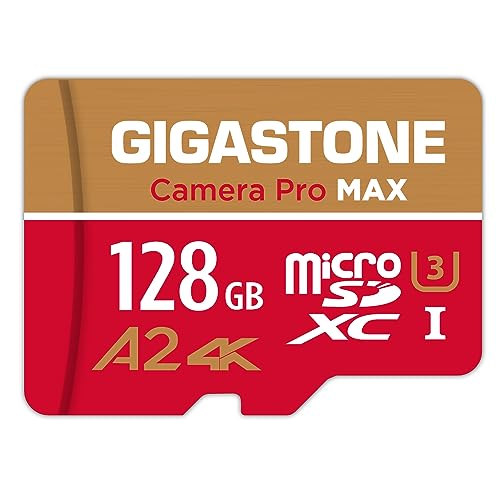 [5 Jahre kostenlose Datenwiederherstellung] GIGASTONE 128 GB Micro SD-Karte, Kamera Pro MAX, bis zu 120/80 MB/s, MicroSDXC-Speicherkarte für DJI, Gopro, Insta360, Dashcam, 4K Video, UHS-I A2 V30 von Gigastone