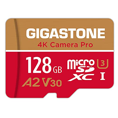 [5 Jahre kostenlose Datenwiederherstellung] GIGASTONE 128GB Micro SD Speicherkarte, 4K Kamera Pro, bis zu 100/50 MB/s, für Gopro insta360 DJI, A2 V30 von Gigastone