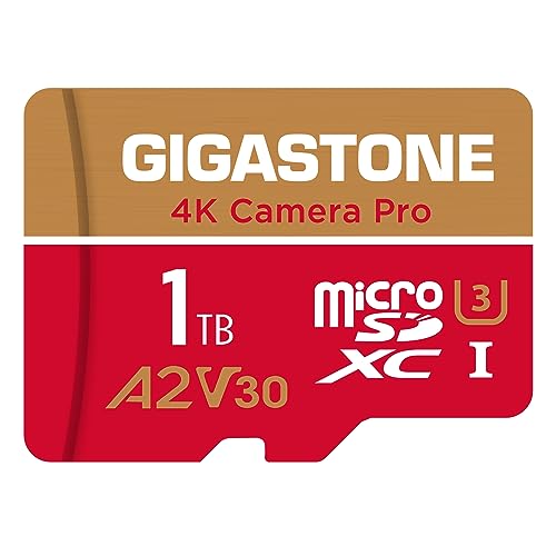 [5 Jahre kostenlose Datenwiederherstellung] GIGASTONE 1TB Micro SD Karte, 4K Kamera Pro MAX, bis zu 150/140 MB/s, MicroSDXC Speicherkarte für Gopro Drohne DJI Switch, A2 V30 U3 +Adapter. von Gigastone