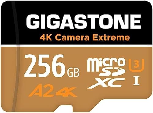 [5 Jahre kostenlose Datenwiederherstellung] GIGASTONE 256GB Micro SD Karte, 4K Kamera Extreme MAX, bis zu 160/130 MB/s, MicroSDXC Speicherkarte für Gopro Drohne DJI Switch, A2 V30 U3 +Adapter von Gigastone