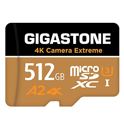[5 Jahre kostenlose Datenwiederherstellung] Gigastone 4K Kamera Extreme 512GB MicroSDXC Speicherkarte und SD-Adapter, Kompatibel mit GoPro Switch, schwindigkeit 100 MB/s, A2 U3 V30 Micro SD Karte von Gigastone