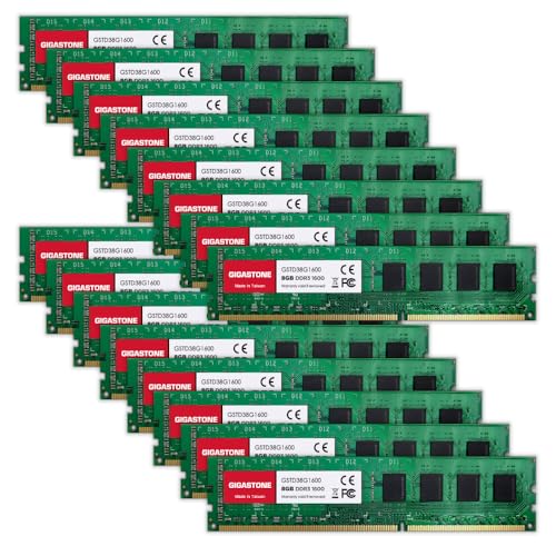 【DDR3 RAM】 GIGASTONE 128GB Kit (16x8GB) DDR3/DDR3L 1600MHz (1333MHz) PC3-12800 (PC3-10600) CL11 1.35V/1.5V 2Rx8 UDIMM 240 Pin Nicht-ECC ungepuffert PC Desktop Hochleistung Arbeitsspeicher Upgrade von Gigastone