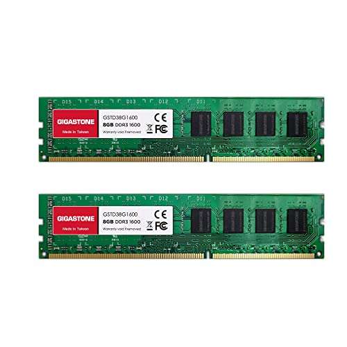 [DDR3 RAM] Gigastone Desktop RAM 16GB (2x8GB) DDR3 Ram 16GB DDR3-1600MHz PC3-12800 CL11 1.5V UDIMM 240 Pin/Polig Ungepuffert Nicht-ECC Computer Speicher RAM (Nur PC-Desktop) von Gigastone