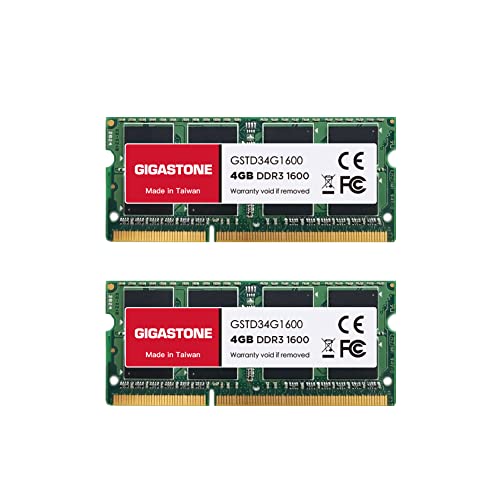 [DDR3 RAM] Gigastone Laptop RAM 8GB (2x4GB) DDR3 Ram 8GB DDR3-1600MHz PC3-12800 CL11 1.35V SODIMM 204 Pin/Polig Ungepuffert Nicht-ECC Computer Speicher RAM (Nur Notebook/Laptop) von Gigastone