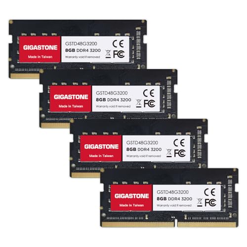 【DDR4 RAM】 GIGASTONE 32GB Kit (4x8GB) DDR4 3200MHz (2933MHz or 2666MHz) PC4-25600(PC4-23400/21300) CL22 1.2V SODIMM 260Pin Nicht-ECC ungepuffert Notebook Laptop Hochleistung Arbeitsspeicher Upgrade von Gigastone