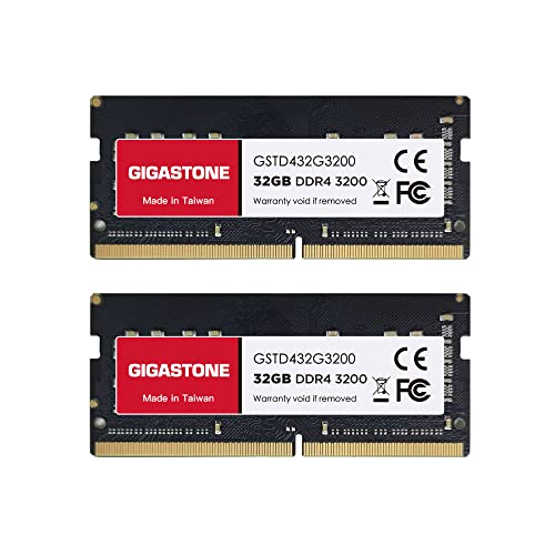 【DDR4 RAM】 GIGASTONE 64GB Kit (2x32GB) DDR4 3200MHz (2933MHz or 2666MHz) PC4-25600(PC4-23400, 21300) CL22 1.2V SODIMM 260Pin Nicht-ECC ungepuffert Notebook Laptop Hochleistung Arbeitsspeicher Upgrade von Gigastone