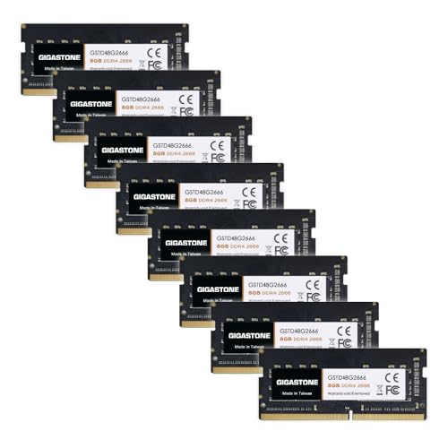 【DDR4 RAM】 GIGASTONE 64GB Kit (8x8GB) DDR4 2666MHz (2400MHz or 2133MHz) PC4-21300(PC4-19200/17000) CL19 1.2V SODIMM 260Pin Nicht-ECC ungepuffert Notebook Laptop Hochleistung Arbeitsspeicher Upgrade von Gigastone