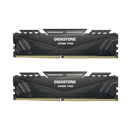 【DDR4 RAM】 GIGASTONE Game PRO 32GB Kit(2x16GB) DDR4 3200MHz PC4-25600 CL16-18-18-40 Intel XMP 2.0 AMD Ryzen 1.35V UDIMM 288Pin Nicht-ECC ungepuffert Desktop Hochleistung Arbeitsspeicher-Black von Gigastone