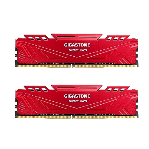 【DDR4 RAM】 GIGASTONE Game PRO 32GB Kit(2x16GB) DDR4 3200MHz PC4-25600 CL16-18-18-40 Intel XMP 2.0 AMD Ryzen 1.35V UDIMM 288Pin Nicht-ECC ungepuffert Desktop Hochleistung Arbeitsspeicher-Red von Gigastone