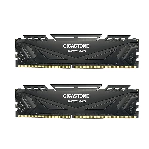 [DDR4 RAM] Gigastone Black Game PRO Desktop RAM 16GB (2x8GB) DDR4 Ram 16GB DDR4-3200MHz PC4-25600 CL16 1,35 V 288 Pin/Polig Ungepuffert Nicht-ECC Computer Speicher RAM (Nur PC-Desktop) von Gigastone