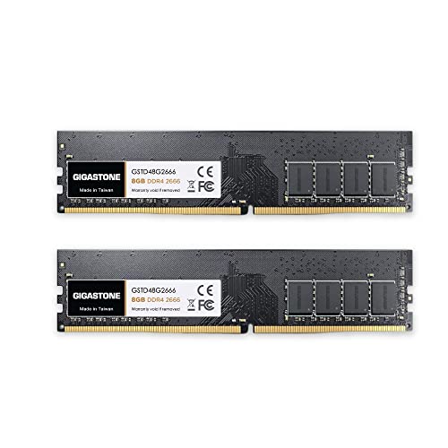 [DDR4 RAM] Gigastone Desktop RAM 16GB (2x8GB) DDR4 Ram 16GB DDR4-2666MHz PC4-21300 CL19 1.2V UDIMM 288 Pin/Polig Ungepuffert Nicht-ECC Computer Speicher RAM (Nur PC-Desktop) von Gigastone