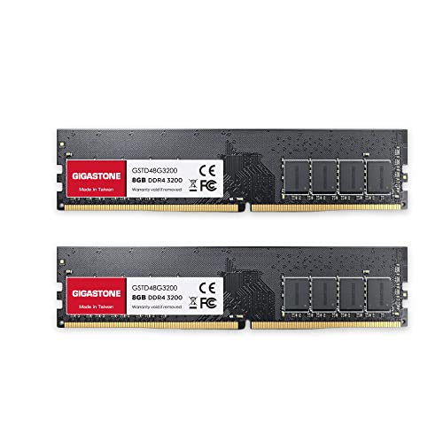 [DDR4 RAM] Gigastone Desktop RAM 16GB (2x8GB) DDR4 Ram 16GB DDR4-3200MHz PC4-25600 CL22 1.2V UDIMM 288 Pin/Polig Ungepuffert Nicht-ECC Computer Speicher RAM (Nur PC-Desktop) von Gigastone