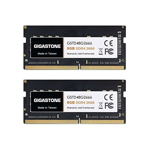 [DDR4 RAM] Gigastone Laptop RAM 16GB (2x8GB) DDR4 Ram 16GB DDR4-2666MHz PC4-21300 CL19 1.2V SODIMM 260 Pin/Polig Ungepuffert Nicht-ECC Computer Speicher RAM (Nur Notebook/Laptop) von Gigastone
