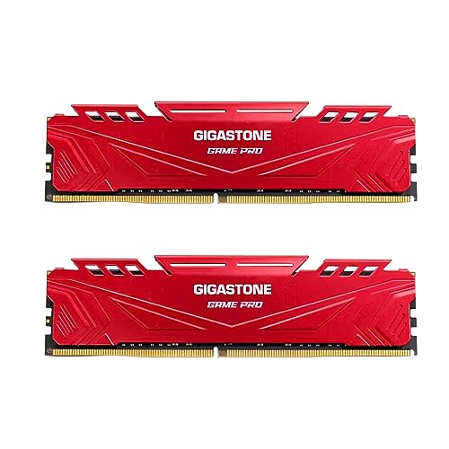 [DDR4 RAM] Gigastone Red Game PRO Desktop RAM 32GB (2x16GB) DDR4 Ram 16GB DDR4-3200MHz PC4-25600 CL16 1,35 V 288 Pin/Polig Ungepuffert Nicht-ECC Computer Speicher RAM (Nur PC-Desktop) von Gigastone