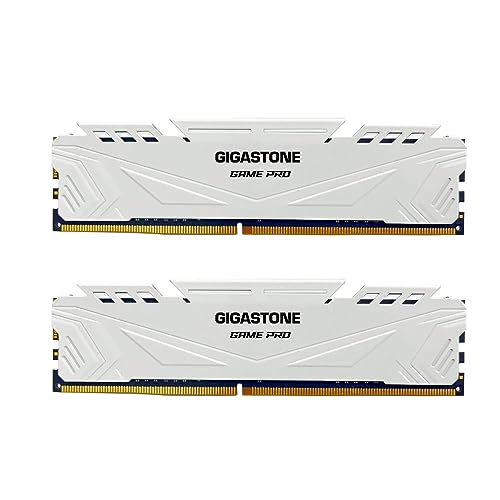 [DDR4 RAM] Gigastone White Game PRO Desktop RAM 16GB (2x8GB) DDR4 Ram 16GB DDR4-3200MHz PC4-25600 CL16 1,35 V 288 Pin/Polig Ungepuffert Nicht-ECC Computer Speicher RAM (Nur PC-Desktop) von Gigastone