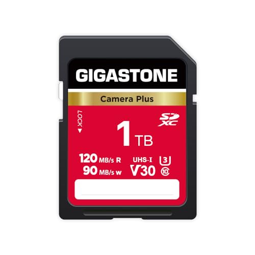 GIGASTONE 1TB SD-Karte, Kamera Plus, Geschwindigkeit bis zu 120/90 MB/s, U3 SDXC Ultra HD UHD Video für DSLR, Canon, Nikon, Sony, Pentax, Kodak, Olympus, Panasonic, mit 1 Mini-Tasche GIGASTONE 1TB SD-Karte, Kamera Plus, Geschwindigkeit bis zu 120/90 MB/s, U3 SDXC Ultra HD UHD Video für DSLR, Canon, Nikon, Sony, Pentax, Kodak, Olympus, Panasonic, mit 1 Mini-Tasche von GIGASTONE
