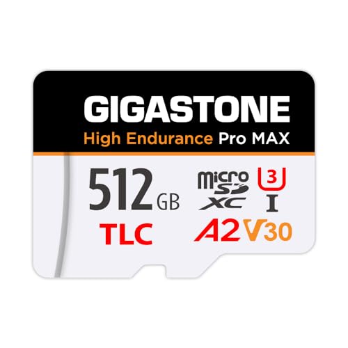 GIGASTONE 512 GB Micro-SD-Karte, hohe Ausdauer Pro MAX Serie Geschwindigkeit bis zu 160 MB/s, kompatibel mit Redtiger Rove VIOFO VANTRUE PRUVEEO Dash Cam, MicroSDXC UHS-I A2 V30 U3 von Gigastone