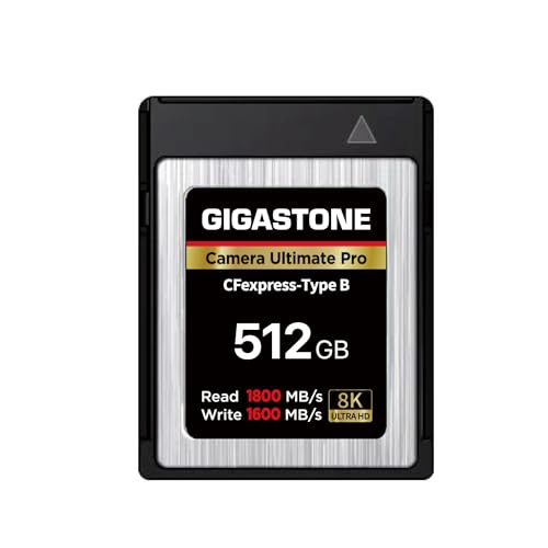 GIGASTONE 512 GB Typ B Speicherkarte, Typ XQD, hohe Geschwindigkeit bis zu 1800 MB/s Lesen, 1600 MB/s Schreiben, 8K Rohe Videoaufnahme für Canon Nikon DSLR Kamera GIGASTONE 512 GB Typ B Speicherkarte, Typ XQD, hohe Geschwindigkeit bis zu 1800 MB/s Lesen, 1600 MB/s Schreiben, 8K Rohe Videoaufnahme für Canon Nikon DSLR Kamera von Gigastone