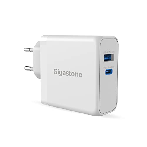 GIGASTONE 65W USB C Ladegerät,2-Port PD3.0/PPS/QC3.0 Schnellladegerät, USB-C USB-A Netzteil, kompatibel mit MacBook Pro/Air, iPhone 15/14/13/12, Oppo, Lenovo, Xiaomi, Samsung S23/S22,Pixel, Huawei von Gigastone