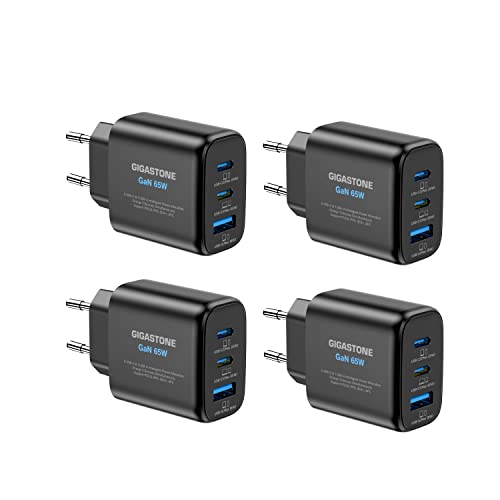 GIGASTONE 65W USB C Ladegerät [4 Packung], 3-Port PD3.0/PPS/QC4.0 Schnellladegerät, Type C Netzteil mit GaN Tech, kompatibel mit MacBook Pro/Air, iPhone 16/15, Galaxy S24/S23, Lenovo,Samsung,Pixel von Gigastone