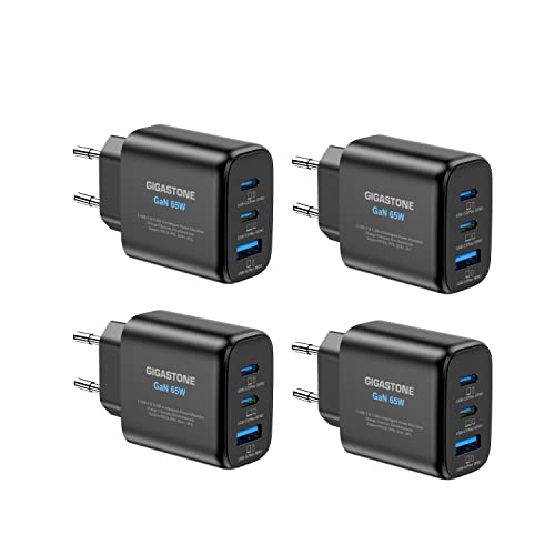 GIGASTONE 65W USB C Ladegerät [4 Packung], 3-Port PD3.0/PPS/QC4.0 Schnellladegerät, Type C Netzteil mit GaN Tech, kompatibel mit MacBook Pro/Air, iPhone 15,Galaxy S23, Lenovo,Samsung,Pixel von Gigastone